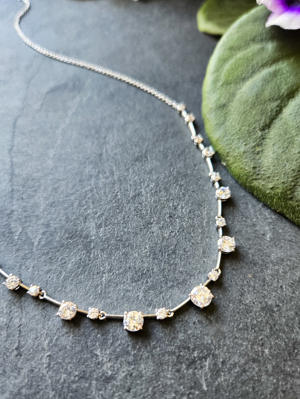 NWT Nadri Evelyn Rhodium Plated Frontal Necklace